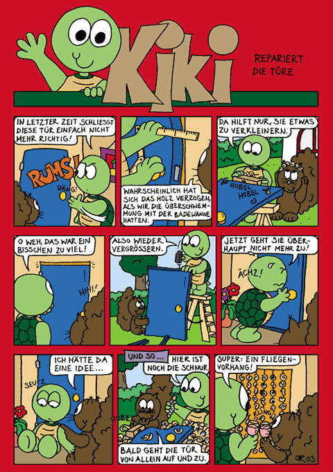 Kiki repariert die Türe
