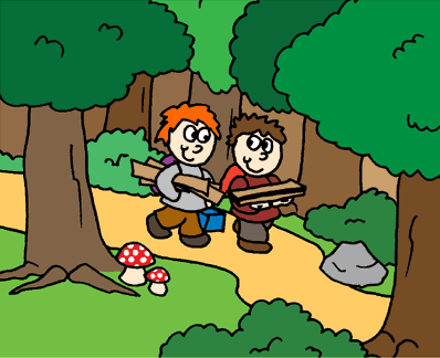 Robi und Tobi streifen durch den Wald